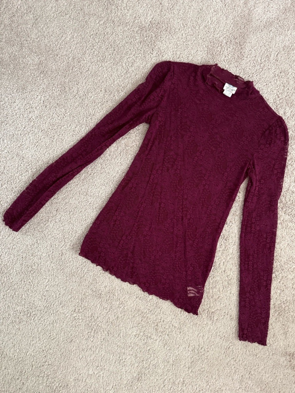 Free people Women’s Lace Mock Neck Top in Wine